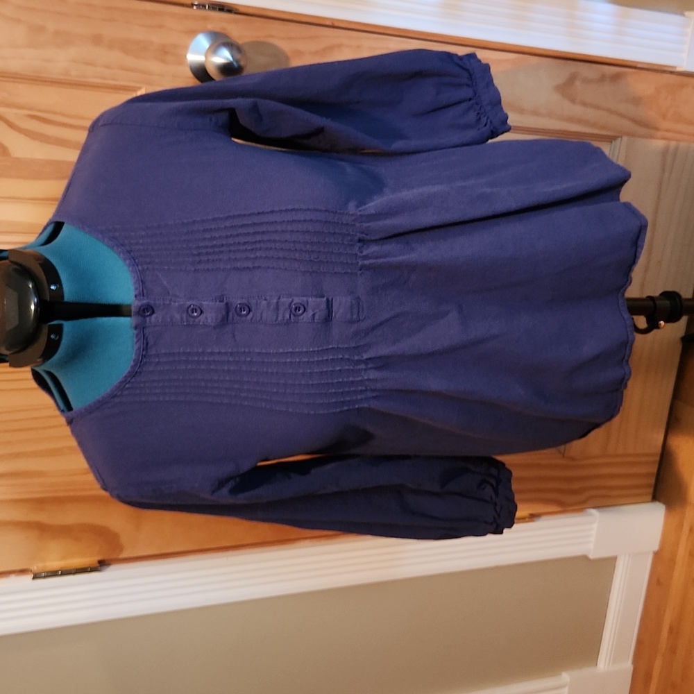 Pin-tuck front shirt, blue
